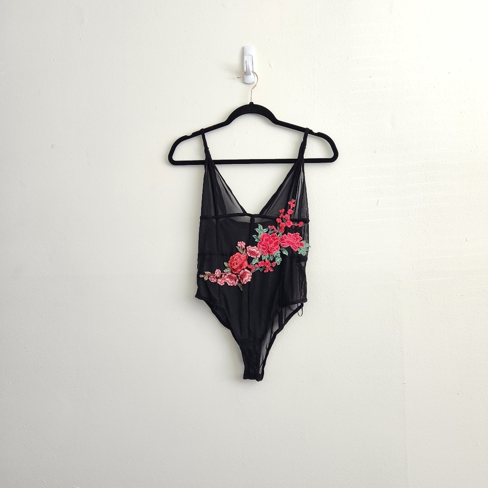 Floral Rose Embroidered Bodysuit - Picture 1 of 5